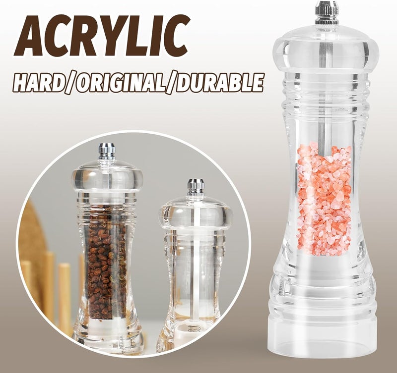 AGIgear Acrylic Pepper Mill,Adjustable Coarseness Manual Pepper Mill and Salt Shaker,Clear Acrylic Salt and Pepper Grinder for Pepper, Cumin, Sea Salt,Dry pepper (6 inch) - Image 4